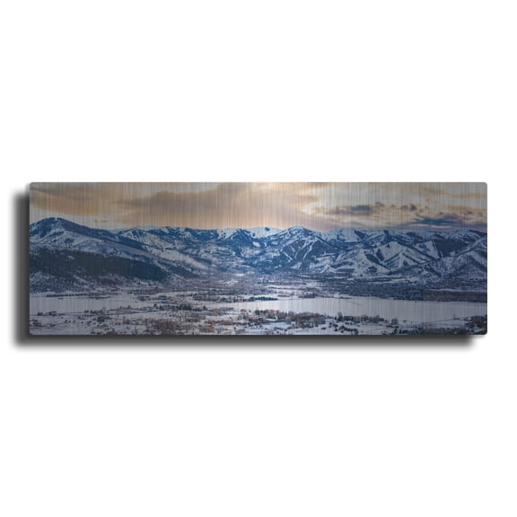 Luxe Metal Art 'Park City Canyons Mountain Sunset Panorama' by Epic Portfolio Metal Wall Art, 48" x 16"