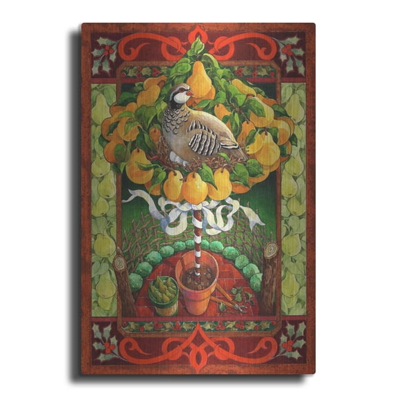 Luxe Metal Art 'Partridge in a Pear Tree' by David Galchutt, Metal Wall Art, 12"x16"