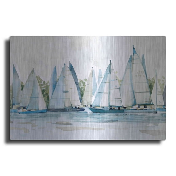 Luxe Metal Art 'Pastel Marina II' by Emma Scarvey, Metal Wall Art, 16"x12"