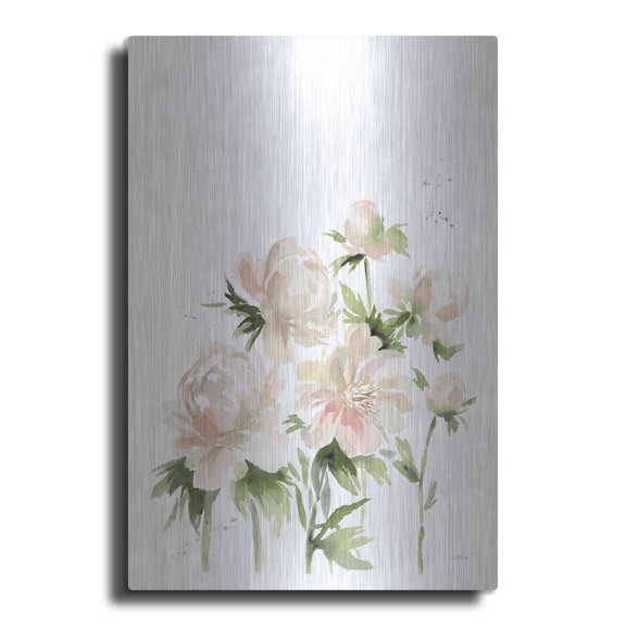 Luxe Metal Art 'Peonies I' by Katrina Pete, Metal Wall Art, 12"x16"