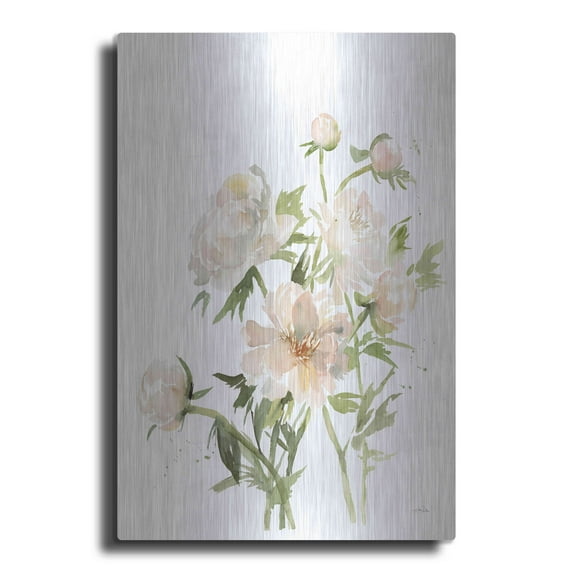 Luxe Metal Art 'Peonies II' by Katrina Pete, Metal Wall Art, 12"x16"
