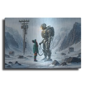 Luxe Metal Art 'Plug In' by Rey Klimt Metal Wall Art, 24" x 16"