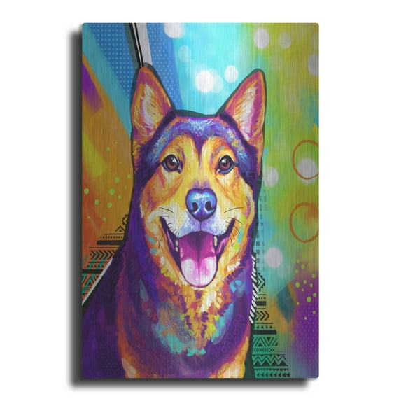 Luxe Metal Art 'Pop Art Akita' by Furbaby Affiliates, Metal Wall Art, 16"x24"