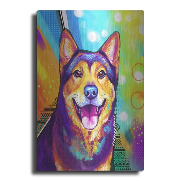 Luxe Metal Art 'Pop Art Akita' by Furbaby Affiliates, Metal Wall Art, 16"x24"