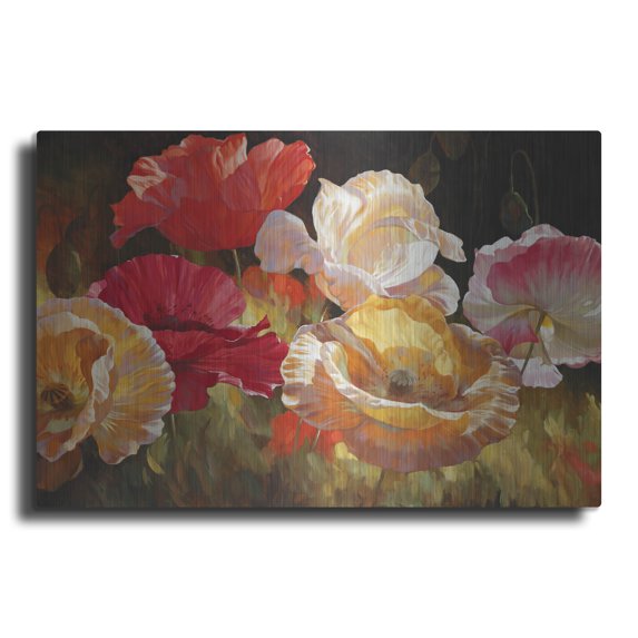 Luxe Metal Art ' Poppy Celebration' by Emma Styles, Metal Wall Art, 24"x16"