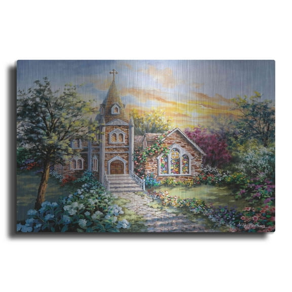 Luxe Metal Art 'Pray For Happiness' by Nicky Boehme, Metal Wall Art, 36"x24"