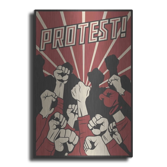 Luxe Metal Art 'Protest' Metal Wall Art, 12"x16"