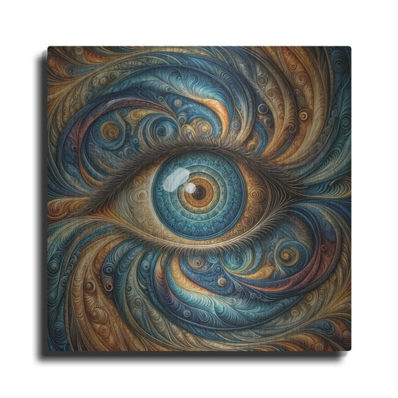 Luxe Metal Art 'Psychedelic Eye 4' by Rey Klimt Metal Wall Art, 24" x 24"