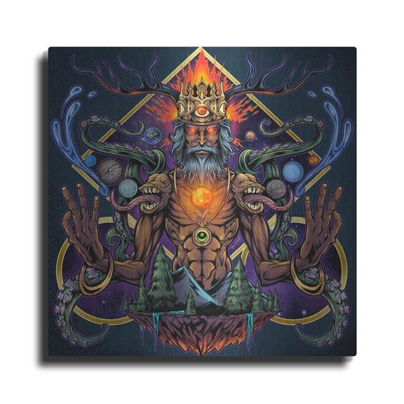 Luxe Metal Art 'Psychedelic Meditating Mystic' by Flyland Designs, Metal Wall Art, 24"x24"