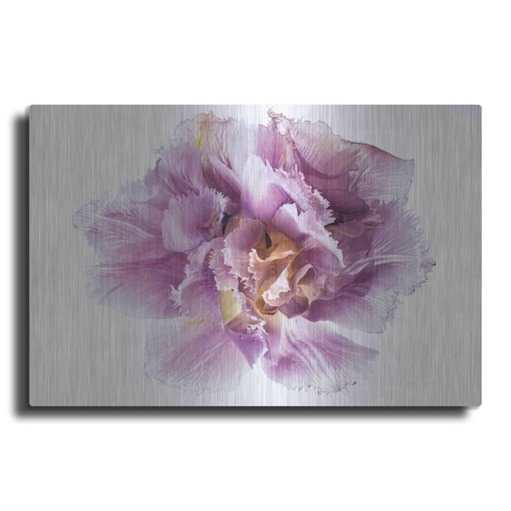 Luxe Metal Art 'Purple Double Open' by Elise Catterall, Metal Wall Art, 24"x16"