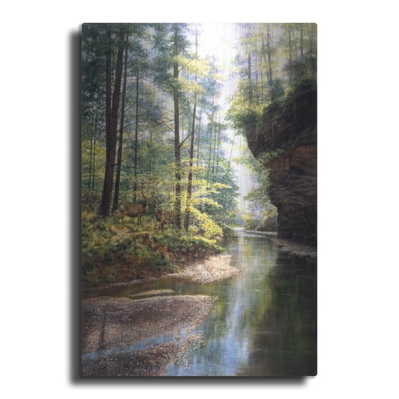 Luxe Metal Art 'Quiet Forest' by Bill Makinson, Metal Wall Art, 12"x16"