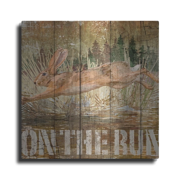 Luxe Metal Art 'Rabbit On The Run'  by Art Licensing Studio Metal Wall Art, 12" x 12"