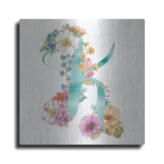 Luxe Metal Art 'Rainbow Seeds Monogram K' by Lisa Audit, Metal Wall Art, 24"x24"