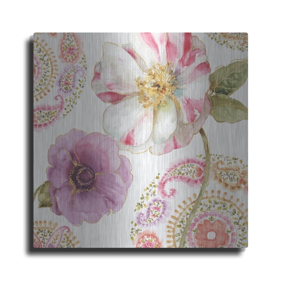 Luxe Metal Art 'Rainbow Seeds Paisley I' by Lisa Audit, Metal Wall Art, 24"x24"