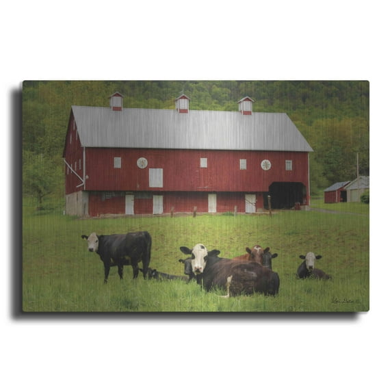 Luxe Metal Art 'Red Barn' by Lori Deiter, Metal Wall Art, 16"x12"