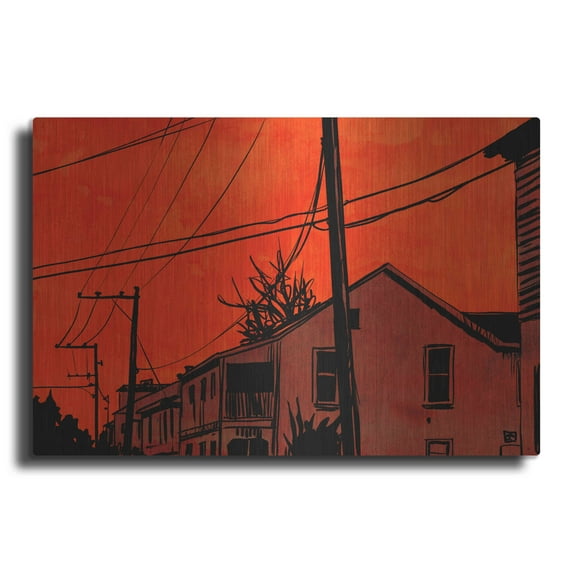 Luxe Metal Art 'Red Sky 01' by Giuseppe Cristiano, Metal Wall Art, 16"x12"