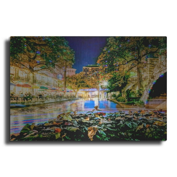Luxe Metal Art 'Riverwalk Holiday Boating' by Grace Fine Arts Photography, Metal Wall Art, 36"x24"