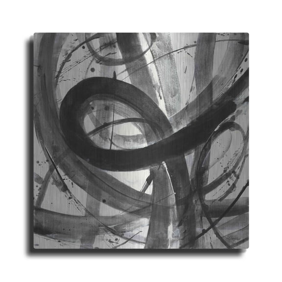 Luxe Metal Art 'Roller Coaster I on White' by Albena Hristova, Metal Wall Art, 12"x12"