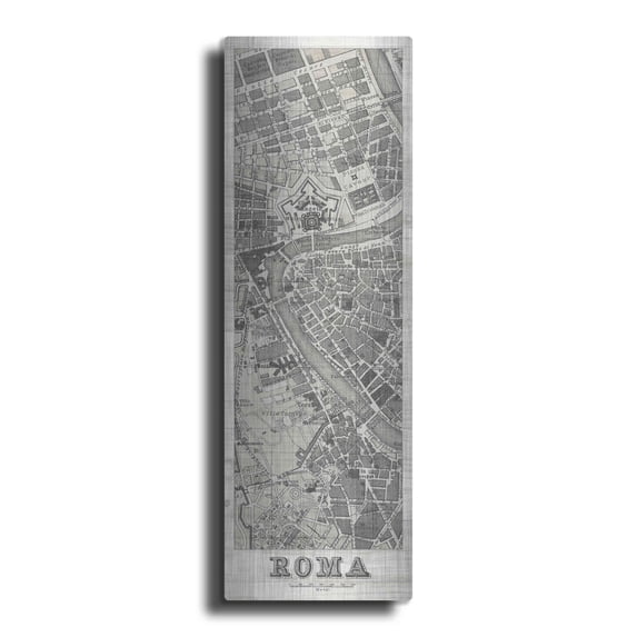 Luxe Metal Art 'Roma Map Panel on Wood' by Wild Apple Portfolio, Metal Wall Art, 12"x36"