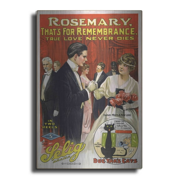 Luxe Metal Art 'Rosemary, That’S For Remembrance (1914)' by Epic Portfolio, Metal Wall Art, 24"x36"