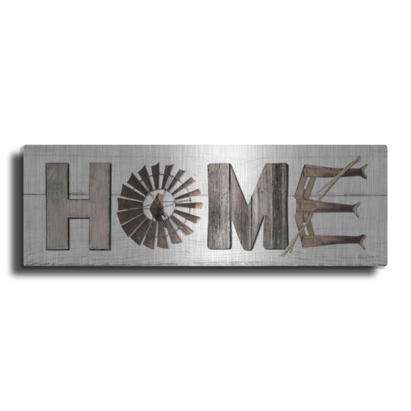 Luxe Metal Art 'Rustic Home II' by Lori Deiter, Metal Wall Art, 48"x16"