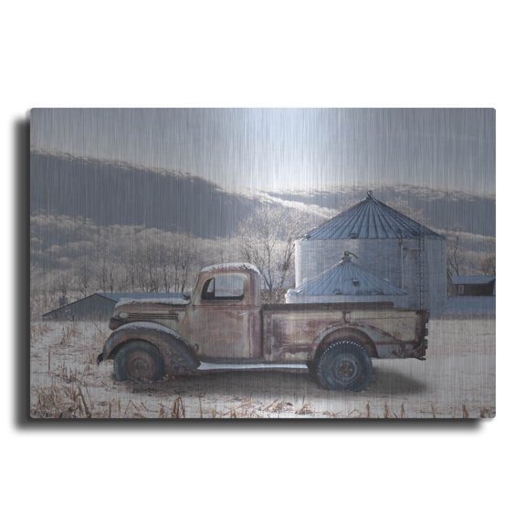 Luxe Metal Art 'Rustic Winter Farm' by Lori Deiter, Metal Wall Art, 36"x24"