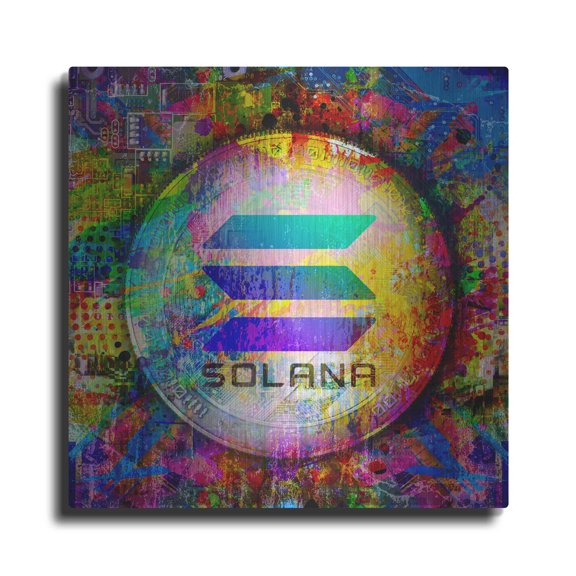 Luxe Metal Art 'SOL Solana Crypto,' Metal Wall Art, 36"x36"