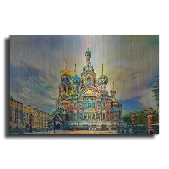 Luxe Metal Art 'Saint Petersburg Russia Church of the Savior on Spilled Blood Ver2' by Pedro Gavidia, Metal Wall Art, 16"x12"
