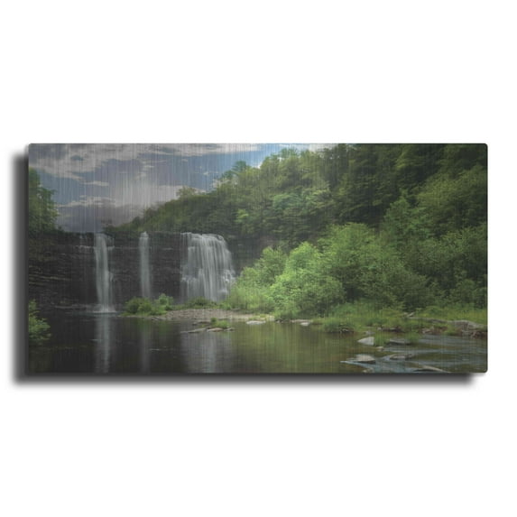 Luxe Metal Art 'Salmon River Falls' by Lori Deiter, Metal Wall Art, 24"x12"