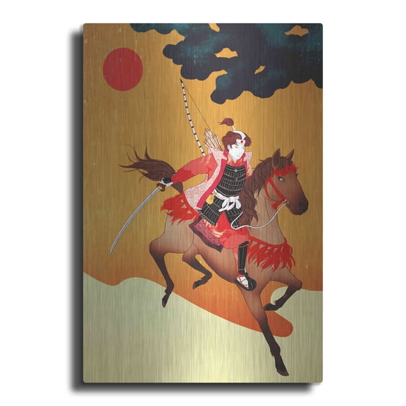 Luxe Metal Art 'Samurai' by Sai Tamiya, Metal Wall Art, 12"x16"