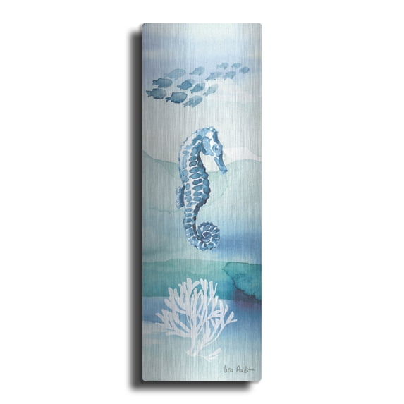 Luxe Metal Art 'Sea Life VII' by Lisa Audit, Metal Wall Art, 12"x36"