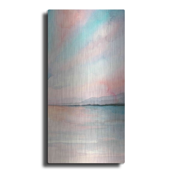 Luxe Metal Art 'Sea Sunset Triptych III' by Grace Popp, Metal Wall Art, 24"x48"