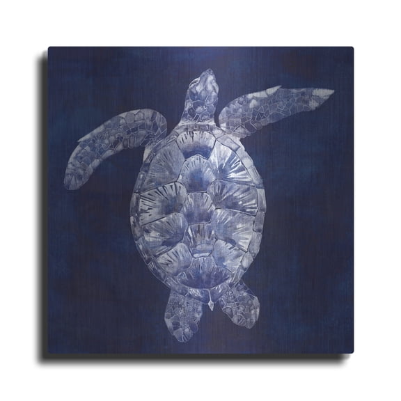Luxe Metal Art 'Sea Turtle Shadow II' by Grace Popp, Metal Wall Art Glass, 24" x 24"