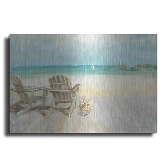 Luxe Metal Art "Seaside Morning 1" by Danhui Nai, Giclee, Metal Wall Art, 24"x16"