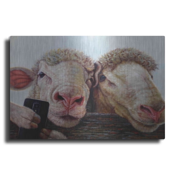 Luxe Metal Art 'Selfie' by Lucia Heffernan, Metal Wall Art, 16"x12"