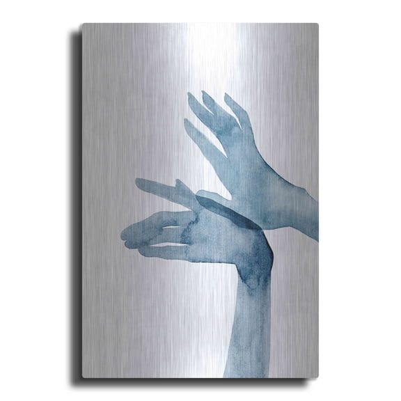 Luxe Metal Art 'Shadow Hands I' by Grace Popp, Metal Wall Art, 12"x16"