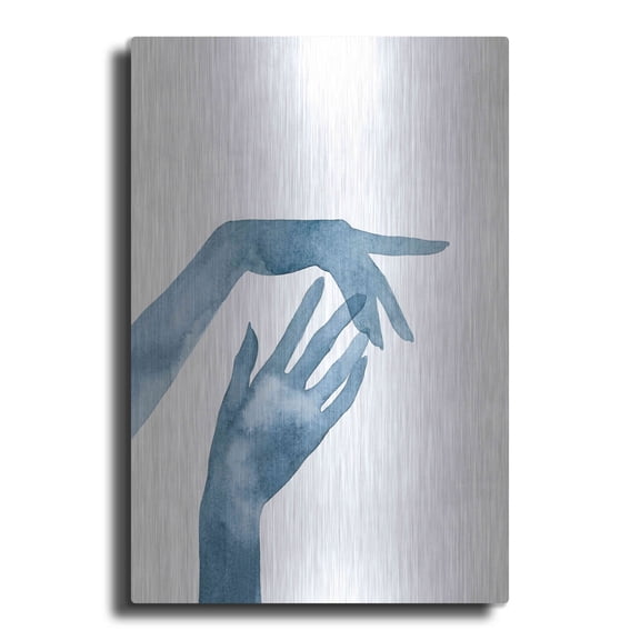 Luxe Metal Art 'Shadow Hands III' by Grace Popp, Metal Wall Art, 12"x16"