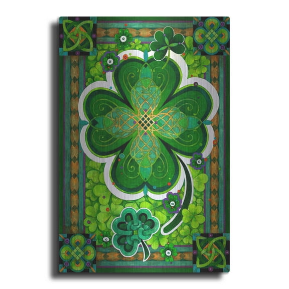 Luxe Metal Art 'Shamrocks' by David Galchutt, Metal Wall Art, 12"x16"