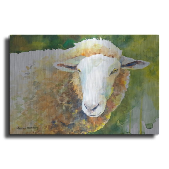 Luxe Metal Art 'Sheep 4' by Annelein Beukenkamp Metal Wall Art, 16" x 12"