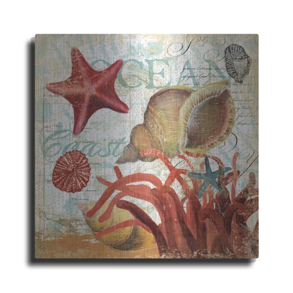 Luxe Metal Art 'Shell Collector 1i'  by Art Licensing Studio Metal Wall Art, 12" x 12"