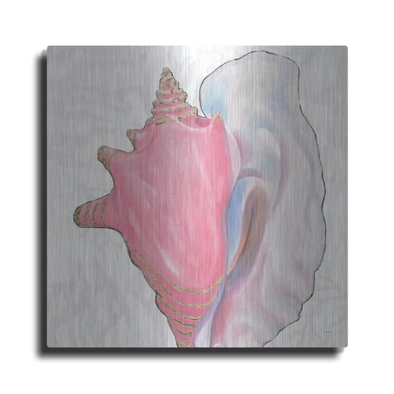 Luxe Metal Art 'Shimmering Shells 12'  by James Wiens Metal Wall Art, 12" x 12"