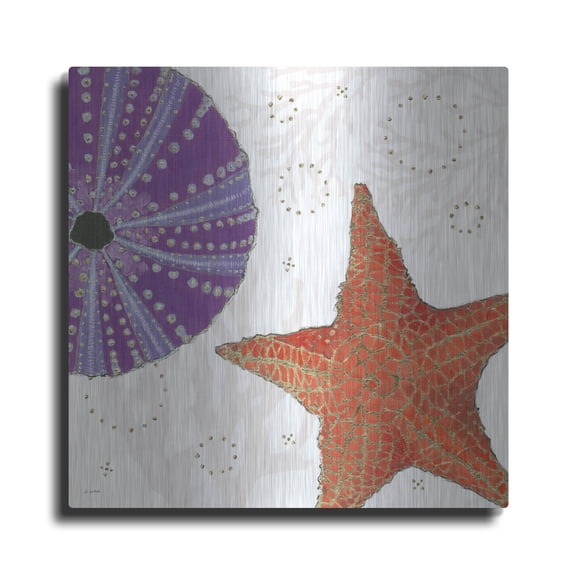 Luxe Metal Art 'Shimmering Shells 3'  by James Wiens Metal Wall Art, 12" x 12"