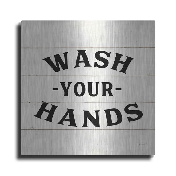 Luxe Metal Art 'Shiplap Bath IV Less Distressed' by Sue Schlabach, Metal Wall Art, 36"x36"