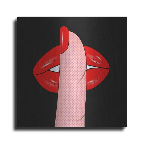 Luxe Metal Art 'Shush' by Mark Ashkenazi, Metal Wall Art, 36"x36"