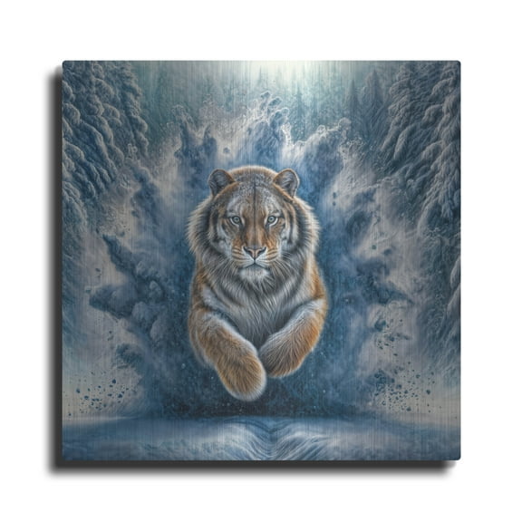 Luxe Metal Art 'Siberian Tiger' by Rey Klimt Metal Wall Art, 12" x 12"