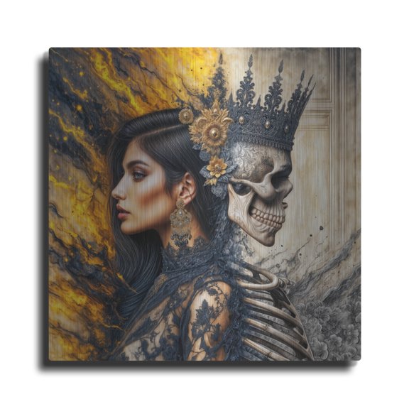 Luxe Metal Art 'Side By Side' by Rey Klimt Metal Wall Art, 12" x 12"