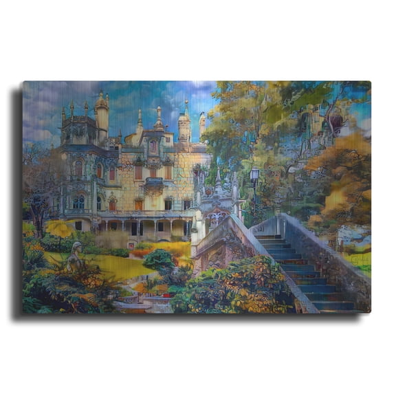Luxe Metal Art 'Sintra Portugal Quinta de Regaleira' by Pedro Gavidia, Metal Wall Art, 36"x24"