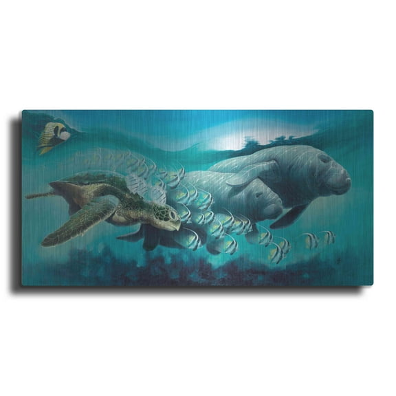 Luxe Metal Art 'Sirens ‘A Sea' by Durwood Coffey, Metal Wall Art, 48"x24"