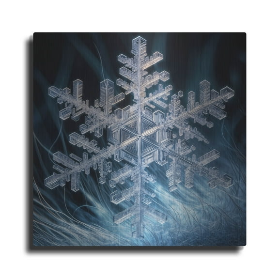 Luxe Metal Art 'Snowflake 3' by Rey Klimt Metal Wall Art, 12" x 12"