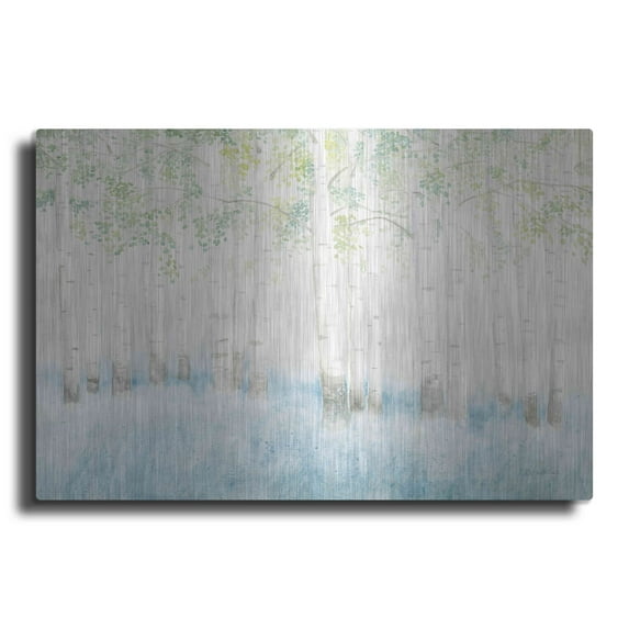 Luxe Metal Art 'Soft Birches' by James Wiens, Metal Wall Art, 24"x16"